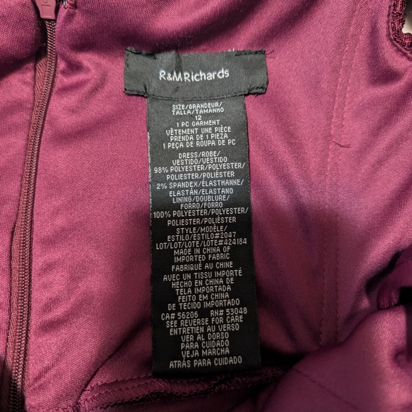 R & M Richards Strapless Wine Lace Gown - Picture 6 of 7